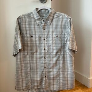Men's Gray Plaid Short Sleeve Hiking Shirt